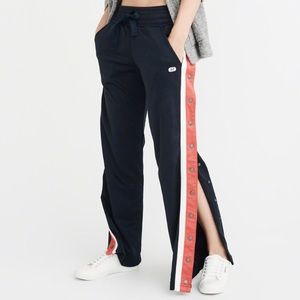 A&F NEW navy blue side snap track pants